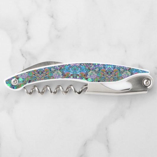 紫サイケデリックとライムグリーンガーデンの花 ソムリエナイフ (裏面)