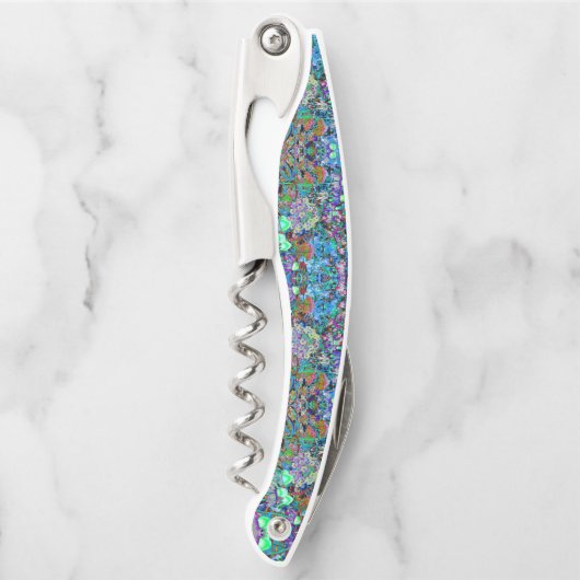 紫サイケデリックとライムグリーンガーデンの花 ソムリエナイフ (正面)