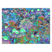 紫サイケデリックとライムグリーンガーデンの花 テーブルクロス (正面(横))