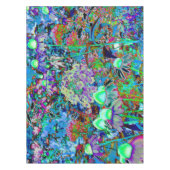 紫サイケデリックとライムグリーンガーデンの花 テーブルクロス (正面)