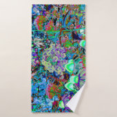 紫サイケデリックとライムグリーンガーデンの花 バスタオル (バスタオル)