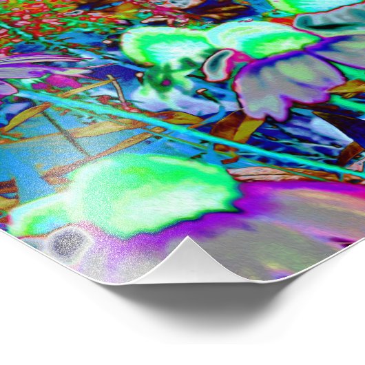 紫サイケデリックとライムグリーンガーデンの花 フォトプリント (角)