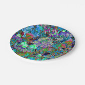 紫サイケデリックとライムグリーンガーデンの花 ペーパープレート (アングル)
