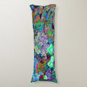 紫サイケデリックとライムグリーンガーデンの花 ボディピロー (正面縦)