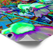 紫サイケデリックとライムグリーンガーデンの花 ポスター (角)