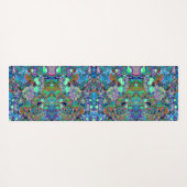 紫サイケデリックとライムグリーンガーデンの花 ヨガマット (裏面(横))