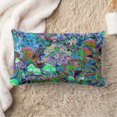 紫サイケデリックとライムグリーンガーデンの花 ランバークッション (ブランケット)