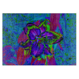 紫サイケデリックとライムグリーンリリー カッティングボード