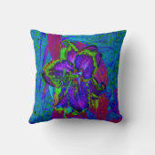 紫サイケデリックとライムグリーンリリー クッション (裏面)