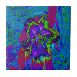 紫サイケデリックとライムグリーンリリー タイル