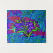 紫サイケデリックとライムグリーンリリー タペストリー (正面(横))