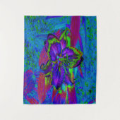 紫サイケデリックとライムグリーンリリー タペストリー (正面)