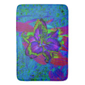 紫サイケデリックとライムグリーンリリー バスマット (正面縦)