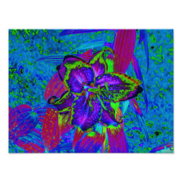 紫サイケデリックとライムグリーンリリー フォトプリント           
