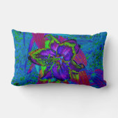 紫サイケデリックとライムグリーンリリー ランバークッション (裏面)