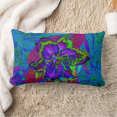 紫サイケデリックとライムグリーンリリー ランバークッション (ブランケット)