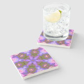 紫サイケデリックと青の曼荼羅 ストーンコースター (横)