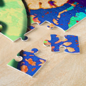 紫サイケデリックトリップ(幻覚体験)のような平和サイン ジグソーパズル (側面)