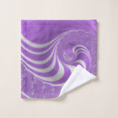 紫サイケデリック色の白いフラクタルストライプの緩和曲線 バスタオルセット (ウォッシュタオル)
