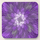 紫サイケデリック花抽象芸術フラクタル コースター (正面)