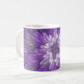 紫サイケデリック花抽象芸術フラクタル コーヒーマグカップ (正面左)