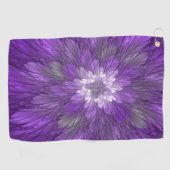 紫サイケデリック花抽象芸術フラクタル ゴルフタオル (横)