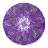 紫サイケデリック花抽象芸術フラクタル セラミックノブ (正面)