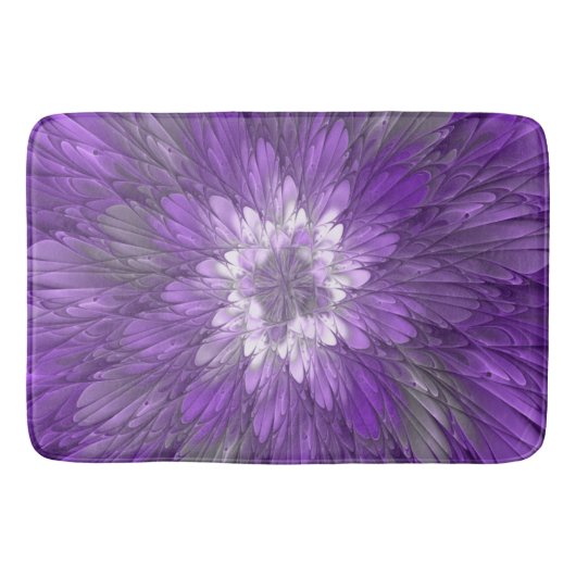 紫サイケデリック花抽象芸術フラクタル バスマット (正面)