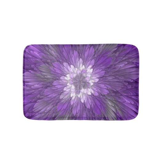 紫サイケデリック花抽象芸術フラクタル バスマット (正面)