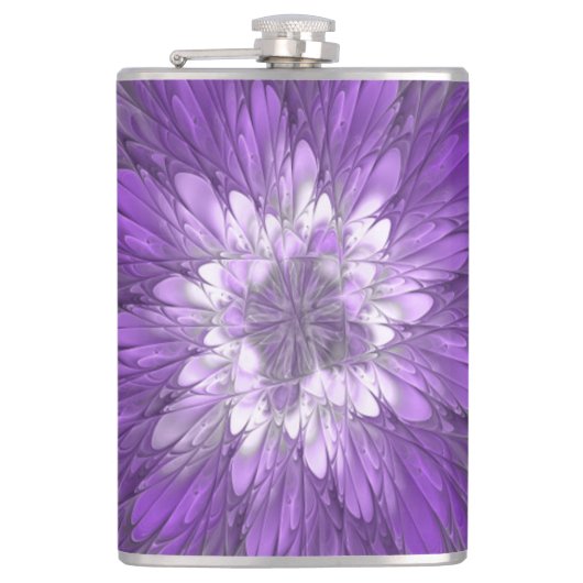 紫サイケデリック花抽象芸術フラクタル フラスク (正面)