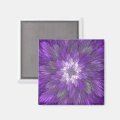 紫サイケデリック花抽象芸術フラクタル マグネット (正面/裏面)
