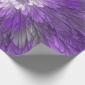 紫サイケデリック花抽象芸術フラクタル ラッピングペーパー (角)