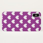 紫サボテンの上の白いポルカハートフラワーパープル Case-Mate iPhoneケース (裏面(横))