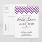 紫シェブロンブライダルシャワーはがき インビテーションポストカード (正面/裏面)