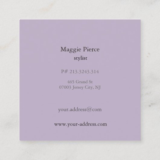 紫シルクスクウェア名刺 スクエア名刺 (裏面)