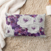 紫シルバーグレーフローラ水色アクセント枕 ランバークッション (ブランケット)