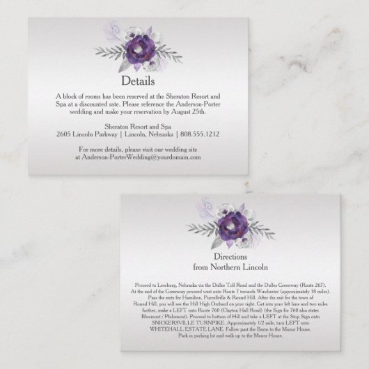 紫シルバーグレーフローラ詳細エンクロージャカード エンクロージャーカード (正面/裏面)