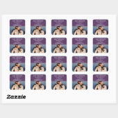 紫シンプルのシック写真Save the Dateスタンプ スクエアシール (シート)