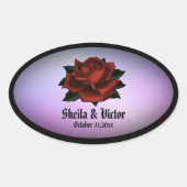 紫シンプルのティッシュペーパーの花の模様 楕円形シール (正面)