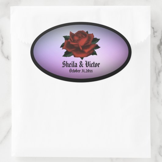 紫シンプルのティッシュペーパーの花の模様 楕円形シール (バッグ)