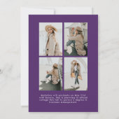 紫シンプルの台本5フォトコラージュ卒業 案内状 (裏面)