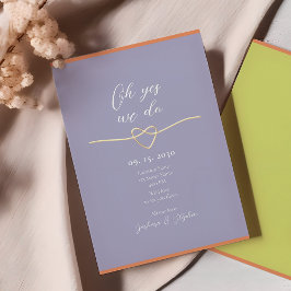 紫シンプルの結婚式 招待状