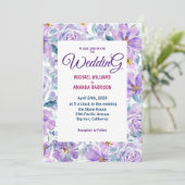 紫シンプルの花結婚式招待状 招待状 (スタンド正面)