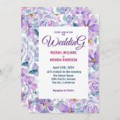 紫シンプルの花結婚式招待状 招待状 (正面/裏面)