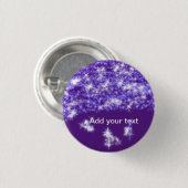 紫シンプルグリッタースパークル星あなたのテキストを追加 缶バッジ (正面&裏面)