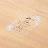 紫シンプルフローラ結婚式招待状 アクリル招待状 (レイダウン)