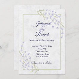 紫シンプルフローラ結婚式招待状 招待状