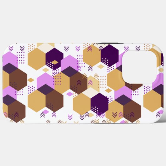 紫シンプル芸術的と金ゴールドの幾何学的パターン Case-Mate iPhoneケース (裏面 (横))