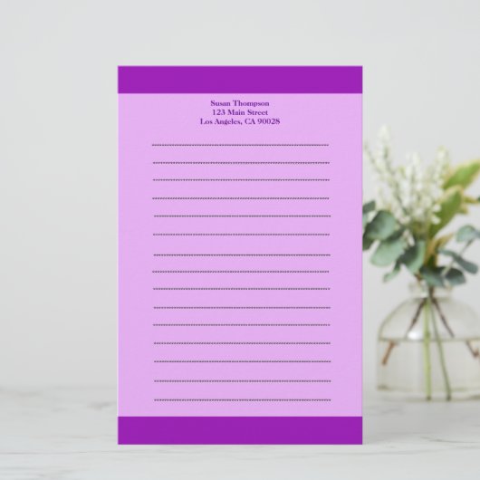 紫シンプル 便箋 (スタンド正面)