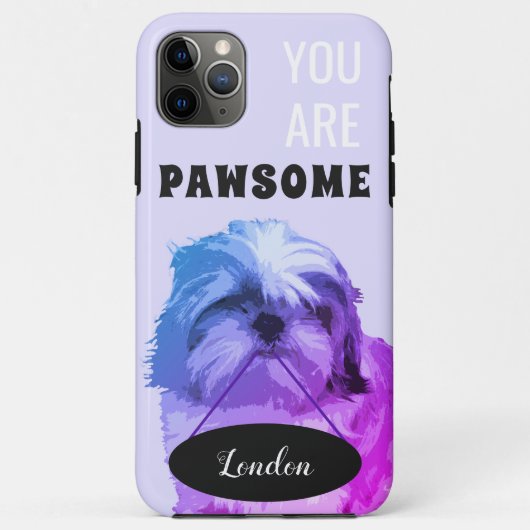 紫シーズー(犬)Tzu iPhone 11 Pro最大ケース Case-Mate iPhoneケース (裏面)